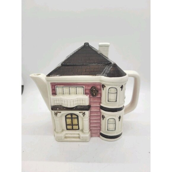OTAGIRI Japanese teapot & lid-Victorian House PINK Cottagecore  Granny Kitsch - Picture 1 of 5